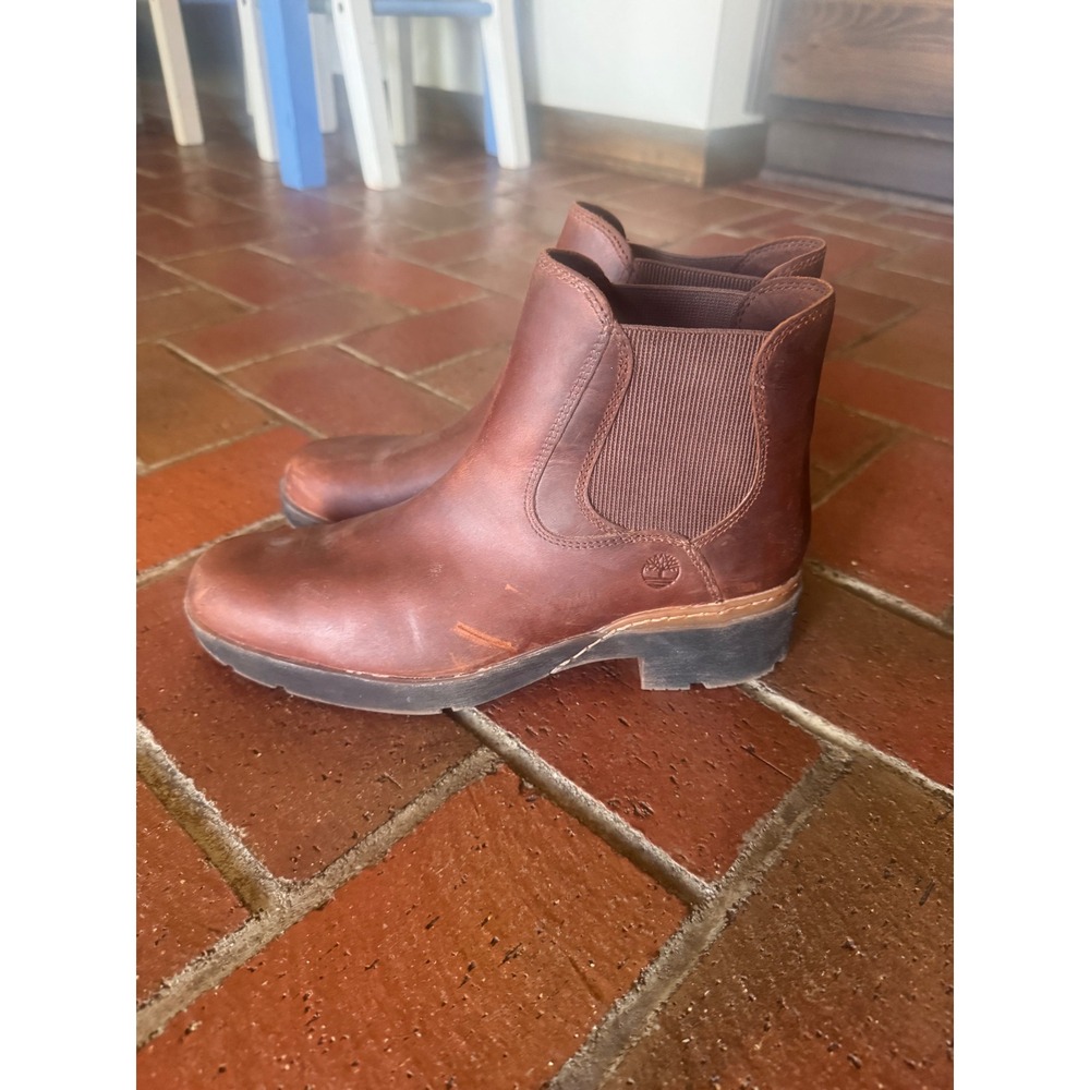 Timberland Courmayeur Valley Chelsea Boots Brown Leather A2FBU‎ Womens 8.5